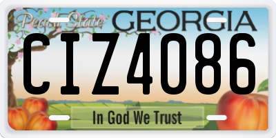 GA license plate CIZ4086