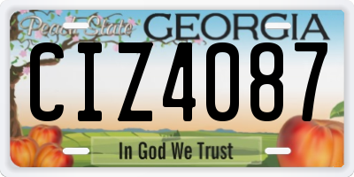 GA license plate CIZ4087