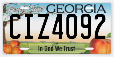 GA license plate CIZ4092