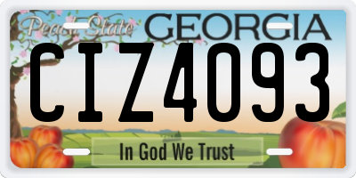 GA license plate CIZ4093