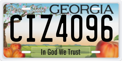 GA license plate CIZ4096
