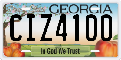GA license plate CIZ4100