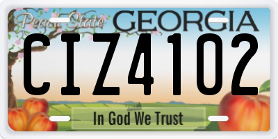 GA license plate CIZ4102