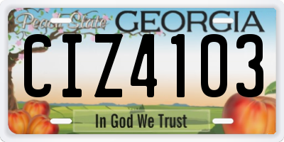 GA license plate CIZ4103
