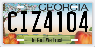 GA license plate CIZ4104