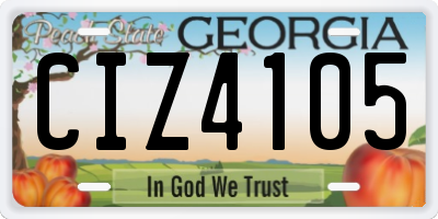 GA license plate CIZ4105