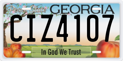 GA license plate CIZ4107