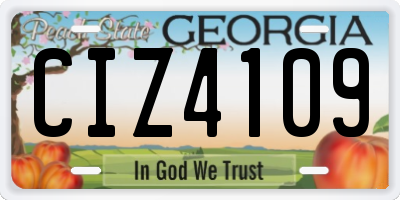 GA license plate CIZ4109