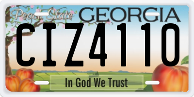 GA license plate CIZ4110