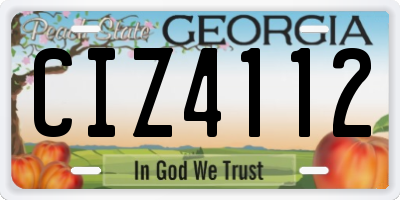 GA license plate CIZ4112