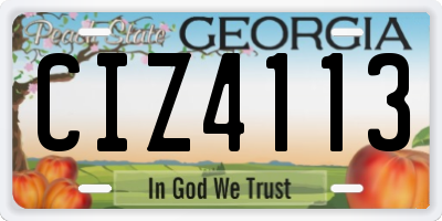 GA license plate CIZ4113