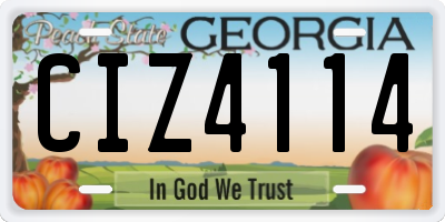 GA license plate CIZ4114