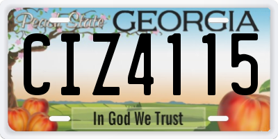 GA license plate CIZ4115