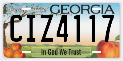 GA license plate CIZ4117