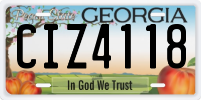 GA license plate CIZ4118