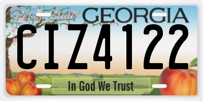 GA license plate CIZ4122