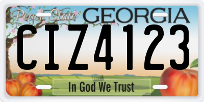 GA license plate CIZ4123