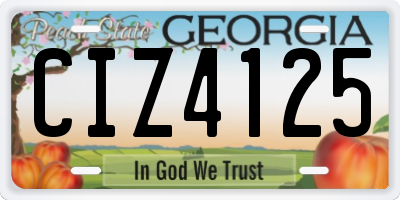 GA license plate CIZ4125