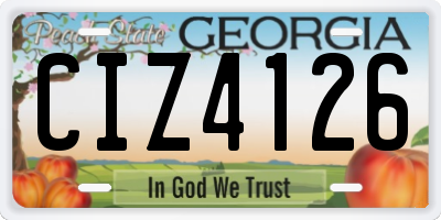 GA license plate CIZ4126