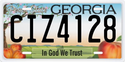 GA license plate CIZ4128