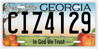 GA license plate CIZ4129