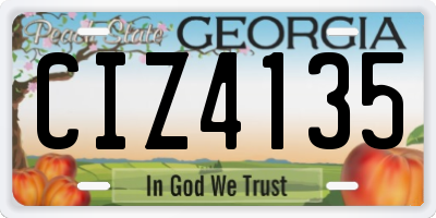 GA license plate CIZ4135