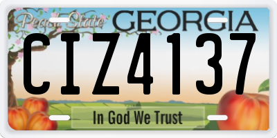 GA license plate CIZ4137