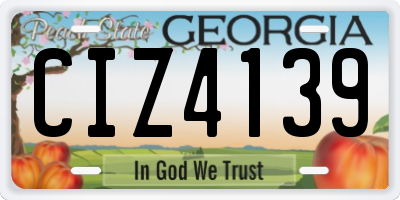 GA license plate CIZ4139