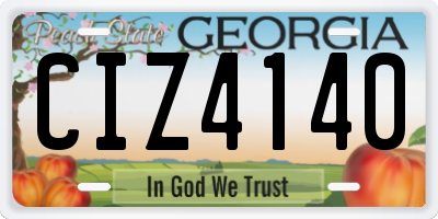 GA license plate CIZ4140