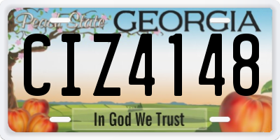 GA license plate CIZ4148