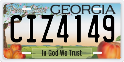 GA license plate CIZ4149