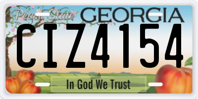 GA license plate CIZ4154