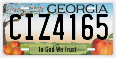 GA license plate CIZ4165