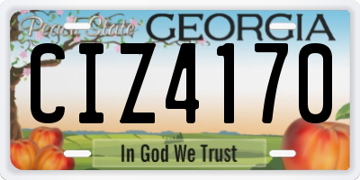 GA license plate CIZ4170