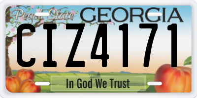 GA license plate CIZ4171