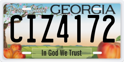 GA license plate CIZ4172