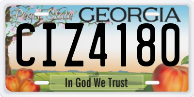 GA license plate CIZ4180