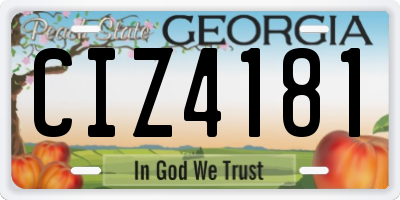 GA license plate CIZ4181