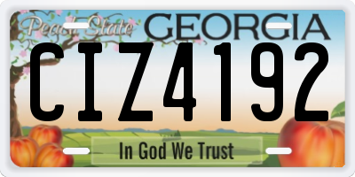 GA license plate CIZ4192