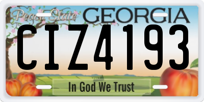 GA license plate CIZ4193
