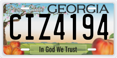 GA license plate CIZ4194