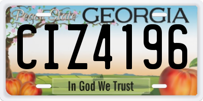 GA license plate CIZ4196