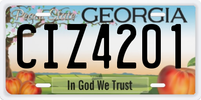 GA license plate CIZ4201
