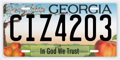 GA license plate CIZ4203