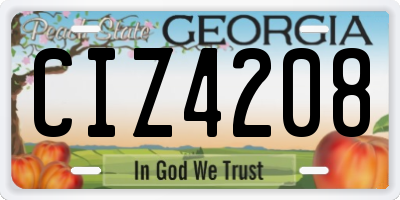GA license plate CIZ4208