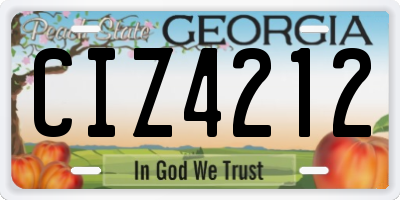 GA license plate CIZ4212