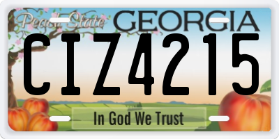 GA license plate CIZ4215