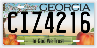 GA license plate CIZ4216