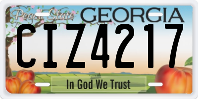 GA license plate CIZ4217