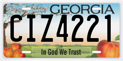GA license plate CIZ4221